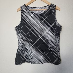Women's Alfani Abstract Black & White Sleeveless Blouse Size L